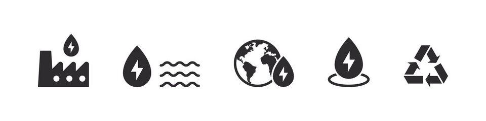 Water energy. Water renewable energy concept. Green electricity. Ecology and Energy web icons. Vector illustration