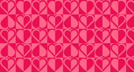 Creative concept of Happy Valentines Day and Love cards, posters, covers set. Abstract minimal templates in modern geometric style with hearts pattern for celebration, decoration, branding, web banner