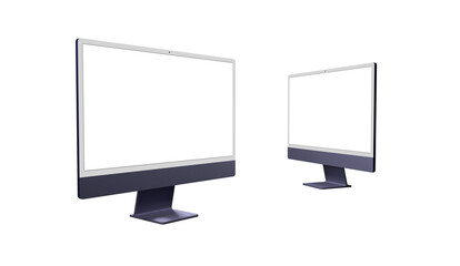 Computer display with blank white screen 3d