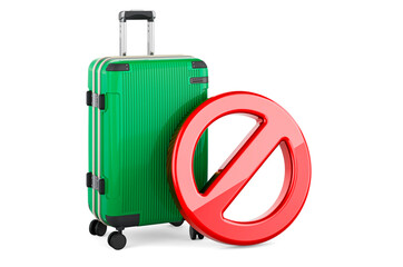 Luggage with forbidden symbol, 3D rendering