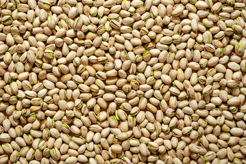 Pistachio full frame background, above view.