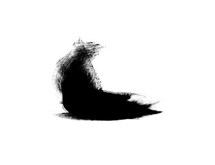 Black watercolor isolated brush for painting. Abstract paint strokes