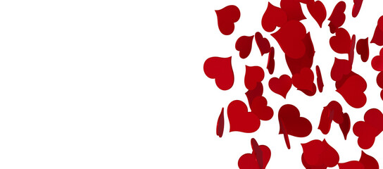 hearts on a transparent background. 3D rendering. for valentine's day and wedding. PNG Rain from hearts.