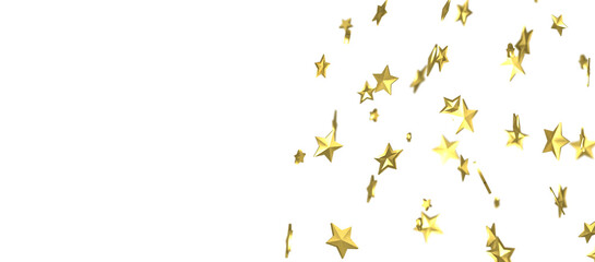 Banner with golden decoration. Festive border with falling glitter dust and stars.  png