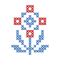 Flower pattern folk art scheme Cross stitch