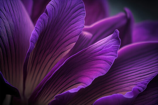 Purple flower petals with intricate details and patterns for background, graphic design