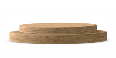 Round wooden podium or pedestal for showing product. Elegance luxury wood platform mockup. Stage showcase for cosmetic presentation or award ceremony. Empty product stand