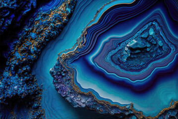 Blue Sapphire Geode Gemstone Crystal Background - obrazy, fototapety, plakaty