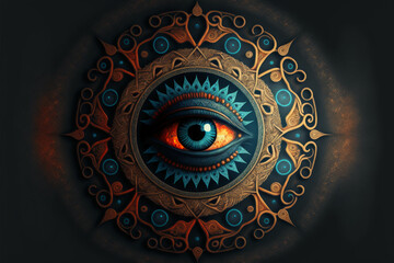 All-seeing eye. Intuition.. AI generation