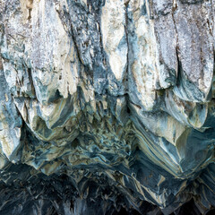 Close up of a marble wall cave. Marble cathedrals Chile.