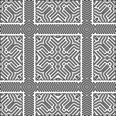 Stylish texture with figures from lines.
Abstract geometric black and white pattern for web page, textures, card, poster, fabric, textile. Monochrome graphic repeating design.