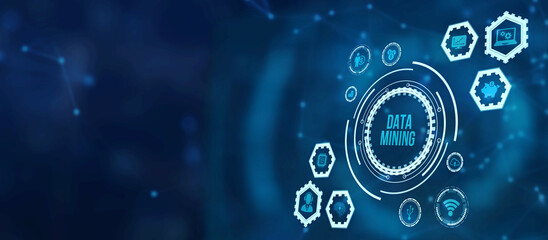 Internet, business, Technology and network concept. Data mining concept. 3d illustration.