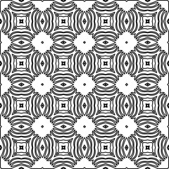 Stylish texture with figures from lines.
Abstract geometric black and white pattern for web page, textures, card, poster, fabric, textile. Monochrome graphic repeating design.