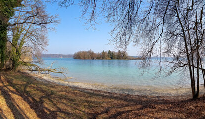 Lake Starnberg water coast line during spring