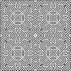 Stylish texture with figures from lines.
Abstract geometric black and white pattern for web page, textures, card, poster, fabric, textile. Monochrome graphic repeating design.