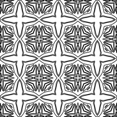 Stylish texture with figures from lines.
Abstract geometric black and white pattern for web page, textures, card, poster, fabric, textile. Monochrome graphic repeating design.