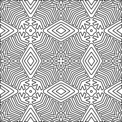 Fototapeta premium Stylish texture with figures from lines. Abstract geometric black and white pattern for web page, textures, card, poster, fabric, textile. Monochrome graphic repeating design.