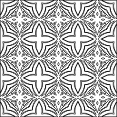 Stylish texture with figures from lines.
Abstract geometric black and white pattern for web page, textures, card, poster, fabric, textile. Monochrome graphic repeating design.