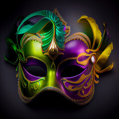 Mardi gras party decor. Carnival mask and beads