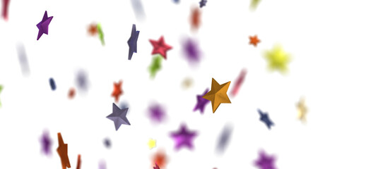 Banner with colour decoration. Festive border with falling glitter dust and stars.