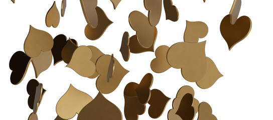 3D illustration of hearts falling