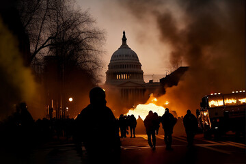 Riots in the streets of Washington - obrazy, fototapety, plakaty
