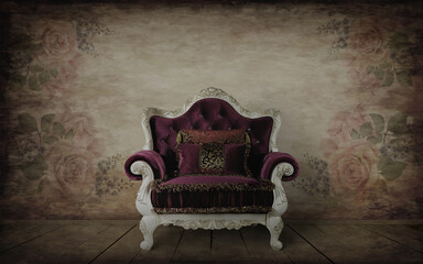 vintage interior with armchair and chair