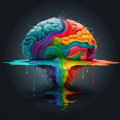 Colorful Brain representing creativity, imagination, ideas, inspiration and artistic expression.