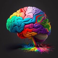 Colorful Brain representing creativity, imagination, ideas, inspiration and artistic expression.