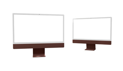 Realistic flat screen computer monitor 3de style mockup with blank screen isolated 3d modern