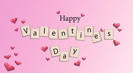 illustrations for valentine's day, for holiday cards, with red, hearts on a light background, with the inscription happy valentine's day