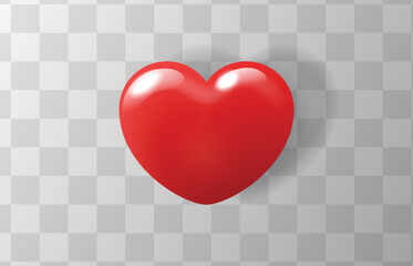 Isolated red heart vector with reflections and shadow.