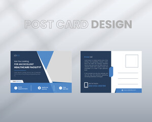 Minimal and creative Healthcare Medical Postcard, Blue Postcard Templet Design
