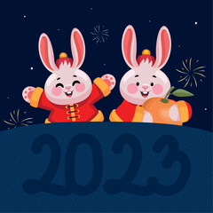 chinese rabbits couple