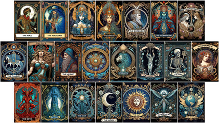 Set of tarot card, digital illustration