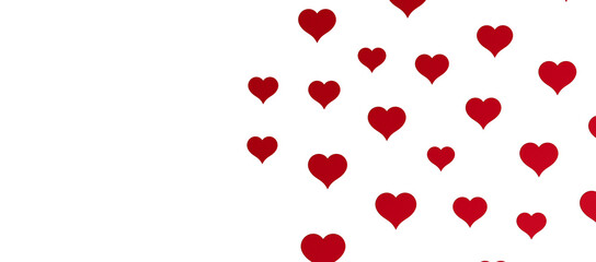 Falling red and pink hearts isolated on transparent background. Valentine’s day design.