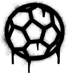 Soccer ball icon graffiti with black spray paint. © anakcikal978