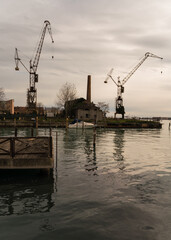 industrial view of the lagoon in Venice, Italy