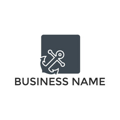 modern anchor logo design template