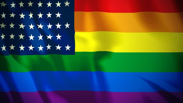 US LGBT flag. American protection for same sex marriage, freedom for gay in USA