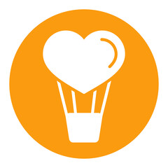 Heart air balloon vector isolated glyph icon