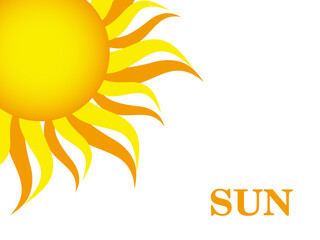 Summer Card with Sun. Sun flat Style. Summer Design on white background. Vector Illustration