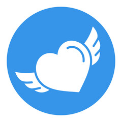 Heart with wings icon. Valentines day symbol