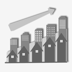 Naklejka premium real estate market on diagram, property market diagram black and white vector