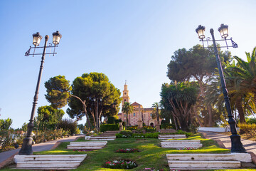 Obraz premium Sanctuary of Our Lady of the Head in Pueblos de America Park in Motril, Spain.