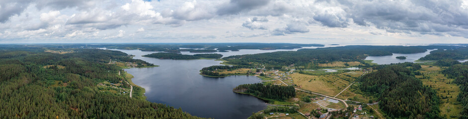 A large panorama of the Karelian nature of Russia