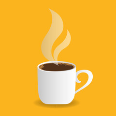 Cup of Coffee. Fresh coffee Flat style. Design for Cafeteria, Posters, Banners, Cards. vector illustration