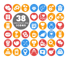Valentine day set vector glyph icons