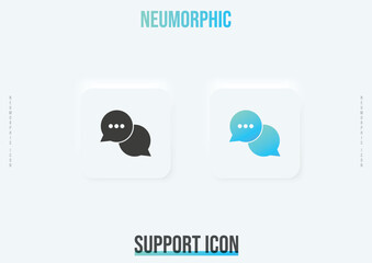 Message, support trendy neumorphic icon in solid and gradient color