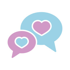 Speech bubbles heart icon. Happy Valentines Day